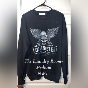 The Laundry Room Black Sweatshirt with White and Gray Eagle Graphic